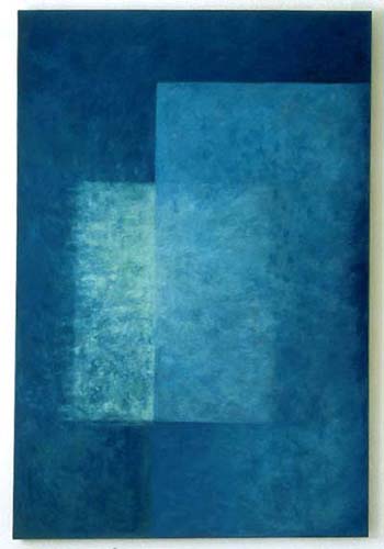 Rosé auf blau 2001, Öl auf Leinwand, 110 X 145 cm